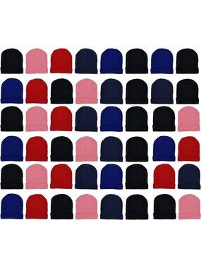 48 Pack Kids Winter Beanies - Warm Cold Weather Hats for Boys & Girls, Outdoor